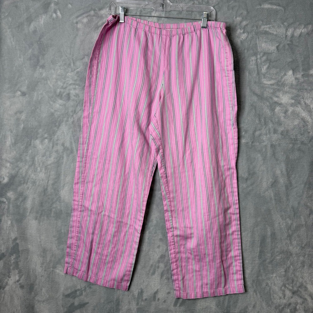 Lauren Ralph Lauren PJ Set Womens L Pink Stripe Cotton Monogram Preppy Classic - Picture 5 of 13